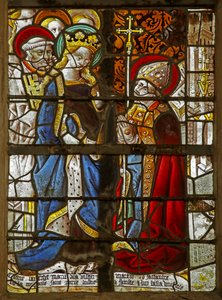 Vitrail représentant la Vierge Marie apparaissant à Saint Martin - French School